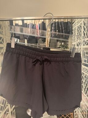lululemon athletica Black Drawstring Athletic Shorts with Scalloped Hem